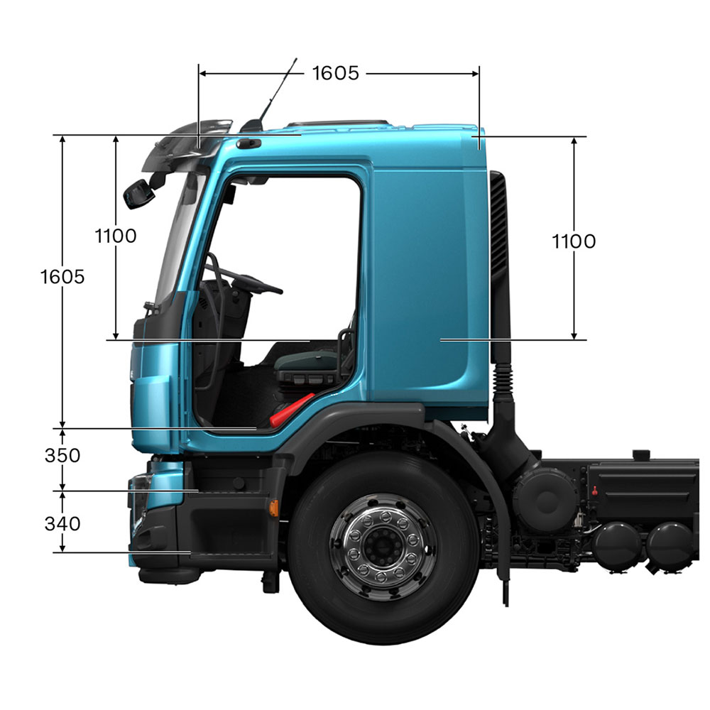 תרשים מידות volvo FE תא שינה קצר