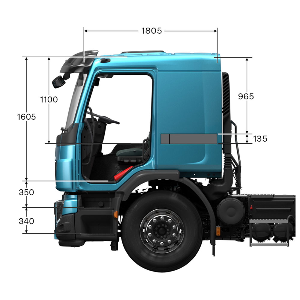 תרשים מידות Volvo FE תא שינה